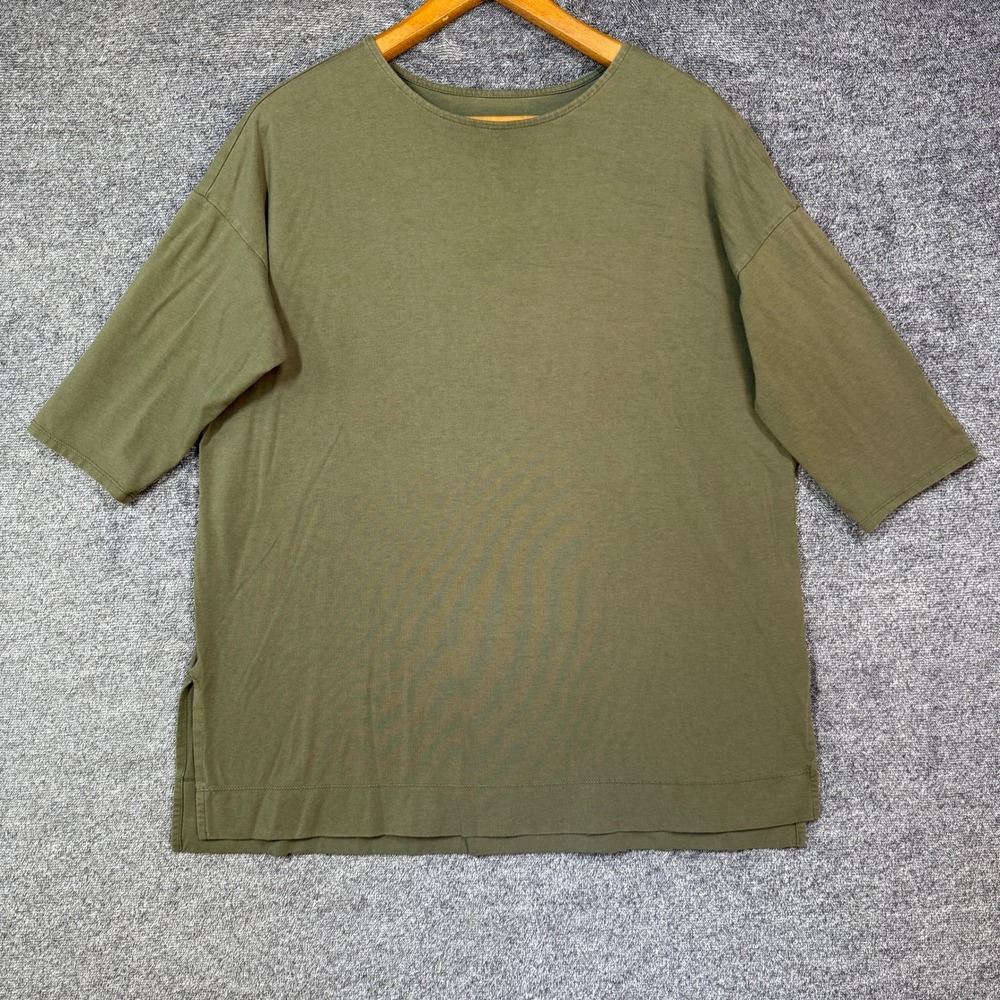 J. Jill Luxe Supima Ballet Sleeve Tunic Olive Green Cotton Modal Top Womens M